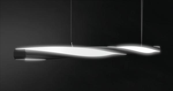 Lineare abgehängte Deckenleuchte elegante Seilleuchte verdrehte langliche Form – SPIN-H-1